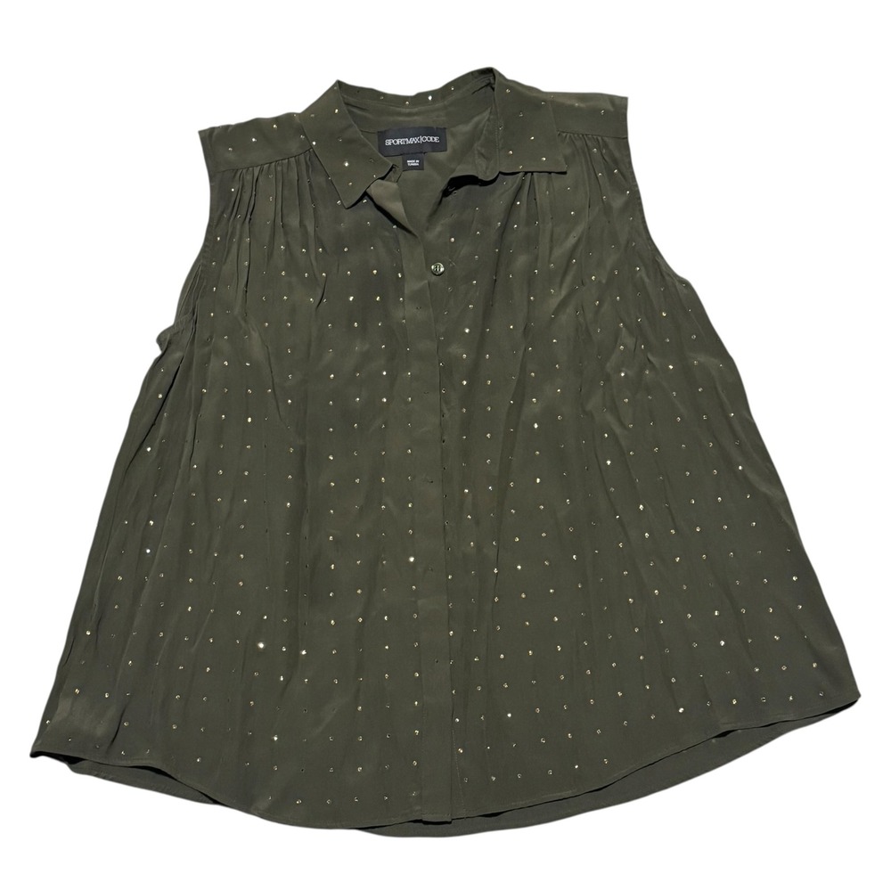 Sportmax Code Olive Green Studded Rhinestone Butt… - image 4